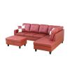 Red Faux Leather 3-Piece Couch Living Room Sofa Set