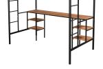 Twin-size Loft Bed with Table & Shelves/ Heavy-duty Sturdy Metal/ Built-in Table & Shelves/ Noise Reduced/ Safety Guardrail/ 2 Side Ladders/ CPC Certi