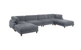 Contemporary Dark Gray 6pc Modular Sectional Set Corduroy Upholstery Couch 2x Corner wedge, 2x Armless Chairs 2x Ottomans Living Room