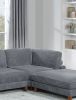 Contemporary Dark Gray 6pc Modular Sectional Set Corduroy Upholstery Couch 2x Corner wedge, 2x Armless Chairs 2x Ottomans Living Room