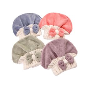 2 Pcs Microfiber Hair Towel Cap; Soft Absorbent Quick Drying Cap for Curly Thick Hair (Color: blue pink)