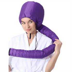 1pc Soft Bonnet Hooded Hair Dryer Attachment For Natural Curly Textured Hair Care; Drying; Styling; Curling; Adjustable Large Hooded Bonnet (Color: purple)