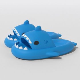 Summer Shark Slippers Indoor Outdoor Slippers Slides Thick Soled Anti-skid Solid Color Cool Funny Slippers Women Men Shoes New (Color: New bule, size: 44-45)