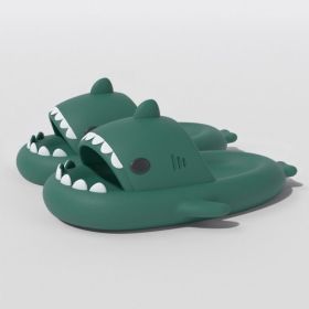 Summer Shark Slippers Indoor Outdoor Slippers Slides Thick Soled Anti-skid Solid Color Cool Funny Slippers Women Men Shoes New (Color: New green, size: 44-45)