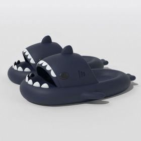 Summer Shark Slippers Indoor Outdoor Slippers Slides Thick Soled Anti-skid Solid Color Cool Funny Slippers Women Men Shoes New (Color: New navy, size: 40-41)