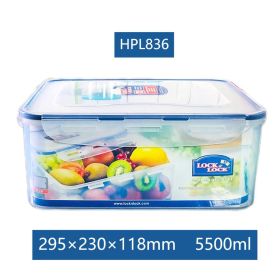 Plastic Fresh-keeping Lunch Box Sealed Food Refrigerator Storage Box Bento Box Microwaveable (Model: HPL836-5500ML)