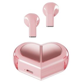 Heart Shape TWS Earphones Wireless Earbuds with Mic in-Ear Headphones (Color: Pink)