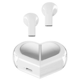 Heart Shape TWS Earphones Wireless Earbuds with Mic in-Ear Headphones (Color: White)