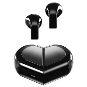 Heart Shape TWS Earphones Wireless Earbuds with Mic in-Ear Headphones (Color: Black)