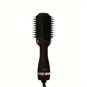 3-in-1 Hair Dryer Brush - Straighten and Style Your Hair with Hot Air Brush - Perfect for Damage-Free Hair Care (Color: Black)