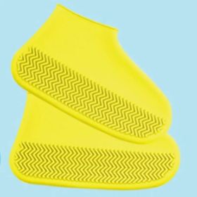 1 Pair Of Reusable Latex Waterproof Rain Shoe Covers Slip-resistant Rubber Rain Boot Covers S/M/L Shoe Accessories (Color: Yellow, size: S)