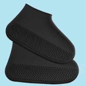 1 Pair Of Reusable Latex Waterproof Rain Shoe Covers Slip-resistant Rubber Rain Boot Covers S/M/L Shoe Accessories (Color: Black, size: M)