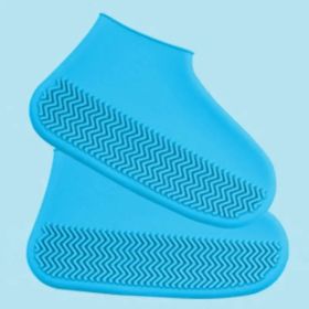 1 Pair Of Reusable Latex Waterproof Rain Shoe Covers Slip-resistant Rubber Rain Boot Covers S/M/L Shoe Accessories (Color: Blue, size: L)