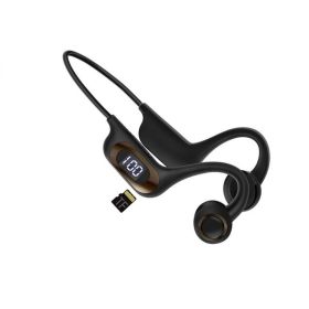 Bone Conduction Earphone Wireless Bluetooth 5.3 Headphone Outdoor Sport Earbud Headset With Mic For Android Ios Support SD Card (Ships From: China, Color: Black)