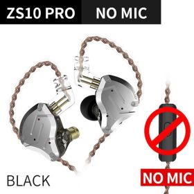 Gold Earphones 4BA+1DD Hybrid 10 drivers HIFI Bass Earbuds In Ear Monitor Headphones Noise Cancelling Metal Headset (Ships From: China, Color: ZS10 Pro BlackNo Mic)