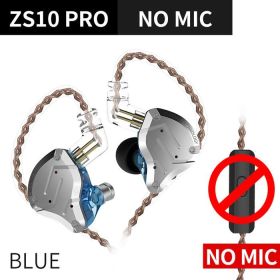 Gold Earphones 4BA+1DD Hybrid 10 drivers HIFI Bass Earbuds In Ear Monitor Headphones Noise Cancelling Metal Headset (Ships From: China, Color: ZS10 Pro Blue No Mic)