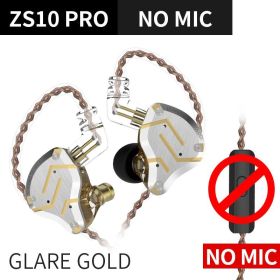 Gold Earphones 4BA+1DD Hybrid 10 drivers HIFI Bass Earbuds In Ear Monitor Headphones Noise Cancelling Metal Headset (Ships From: China, Color: GlareGlodNoMic)