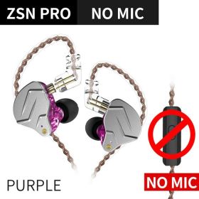 Metal Earphones 1BA+1DD Hybrid Technology HIFI Bass Earbuds In Ear Monitor Headphones Sport Noise Cancelling Headset (Ships From: China, Color: ZSNPro Purple No Mic)