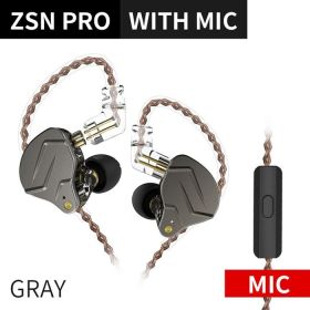 Metal Earphones 1BA+1DD Hybrid Technology HIFI Bass Earbuds In Ear Monitor Headphones Sport Noise Cancelling Headset (Ships From: China, Color: ZSNPro Gray Mic)