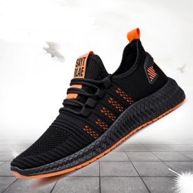 Fashion Sneakers Lightweight Men Casual Shoes Breathable Male Footwear Lace Up Walking Shoe (Shoe Size: 39, Color: Black-Orange)