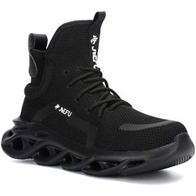 JIEFU Work Safety Boots Breathable Lightweight Reliable Durable Steel Toe Industrial Construction Shoes (Color: Black, size: 12 Men)