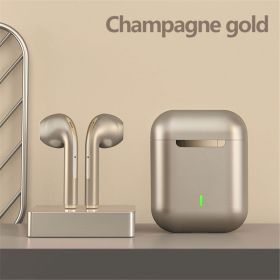 Wireless Earphone Noise Cancelling Headset Bluetooth HD Business Headphone Stereo In-Ear Handsfree Earbuds (Ships From: China, Color: Champagne gold)