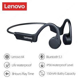 Bone Conduction Earphones X3 X4 X5 X3 Pro Bluetooth Hifi Ear-hook Wireless Headset with Mic Waterproof Earbud (Ships From: China, Color: Lenovo X4 Black)