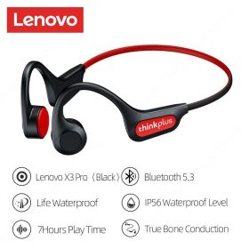 Bone Conduction Earphones X3 X4 X5 X3 Pro Bluetooth Hifi Ear-hook Wireless Headset with Mic Waterproof Earbud (Ships From: China, Color: Lenovo X3Pro Black)