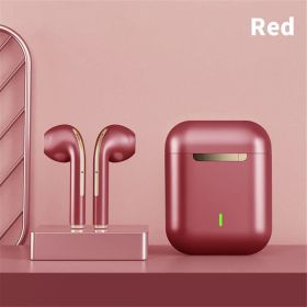 Wireless Earphone Noise Cancelling Headset Bluetooth HD Business Headphone Stereo In-Ear Handsfree Earbuds (Ships From: China, Color: Red1)