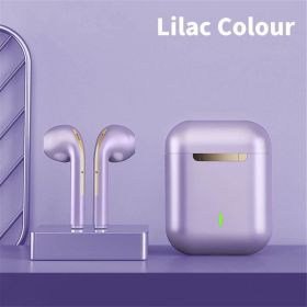 Wireless Earphone Noise Cancelling Headset Bluetooth HD Business Headphone Stereo In-Ear Handsfree Earbuds (Ships From: China, Color: Lilac)