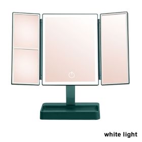 Rechargeable Foldable Makeup Mirror With LED Light 360Â° Adjust Wireless 1-3X Magnifying 3 Tone Light Desktop Vanity Table Mirror (Ships From: CN, Emitting Color: white light1)