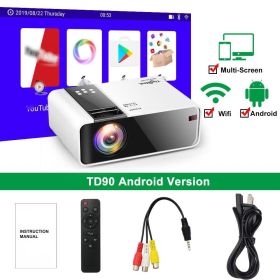 HD Mini Projector TD90 Native 1280 x 720P LED Android WiFi Projector Video Home Cinema 3D Smart Movie Game Proyector (Ships From: China, Color: Android Version)