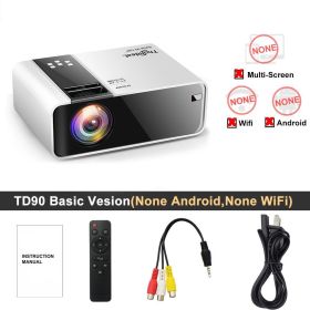 HD Mini Projector TD90 Native 1280 x 720P LED Android WiFi Projector Video Home Cinema 3D Smart Movie Game Proyector (Ships From: China, Color: Basic Version)