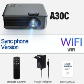 Projector Smart TV WIFI Portable Home Theater Cinema Battery Sync Phone Beamer LED Projectors for 4k Movie A30 Series (Ships From: China, Color: A30C)