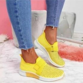 Slip-on Shoes With Orthopedic Sole Womens Fashion Sneakers Platform Sneaker For Women Walking Shoes (Color: Yellow, size: 35)