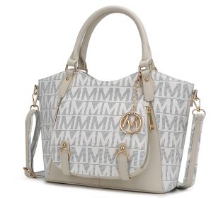 MKF Collection Fula Signature Satchel Bag by Mia k (Material: Polycarbonate, Color: White)