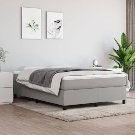 Box Spring Bed with Mattress Light Gray 59.8"x79.9" Queen Fabric (Color: gray)