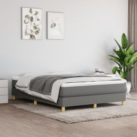 Bed Frame without Mattress Dark Gray Queen Fabric (US Only) (Color: gray)