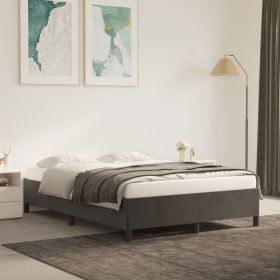 Bed Frame without Mattress Dark Gray 59.8"x79.9" Queen Velvet (Color: gray)