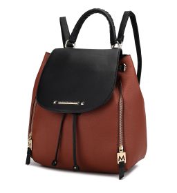 MKF Collection Kimberly Backpack Vegan Leather Women by Mia k (Material: Vegan Leather, Color: Cognac-Black)