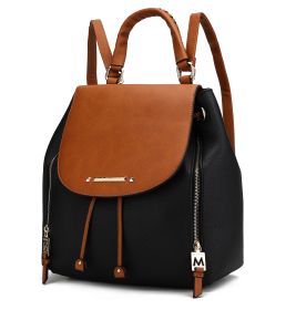 MKF Collection Kimberly Backpack Vegan Leather Women by Mia k (Material: Vegan Leather, Color: Black-Cognac)