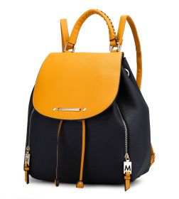 MKF Collection Kimberly Backpack Vegan Leather Women by Mia k (Material: Vegan Leather, Color: Navy-Mustard)