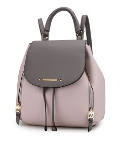 MKF Collection Kimberly Backpack Vegan Leather Women by Mia k (Material: Vegan Leather, Color: Blush-Charcoal)