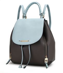 MKF Collection Kimberly Backpack Vegan Leather Women by Mia k (Material: Vegan Leather, Color: Charcoal-Lt Blue)