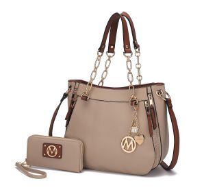 MKF Collection Lina Tote Handbag with Wristlet Wallet Vegan Leather Crossover Women's Purse by Mia K (Material: Vegan Leather, Color: Taupe)