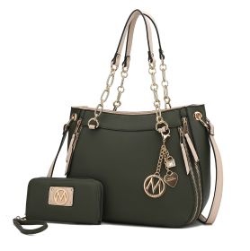 MKF Collection Lina Tote Handbag with Wristlet Wallet Vegan Leather Crossover Women's Purse by Mia K (Material: Vegan Leather, Color: Olive)