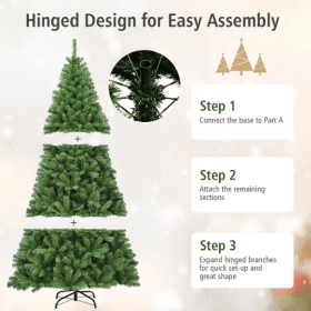 1 Pc 6 7.5 9 Feet Premium Artificial Hinged PVC Christmas Tree With Metal Stand Eye Catching Design Unlit Tree (Color: Green)