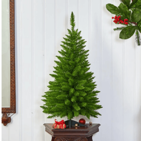 1 Pc Green Space-saving Design 36 Inch Unlit Artificial Christmas Mini Tree With Plastic Stand (Color: Green)