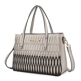 MKF Collection Quinn Triple Compartment Color Block Tote Handbag Women by Mia K (Material: Gold tone hardware, Color: Ivory)