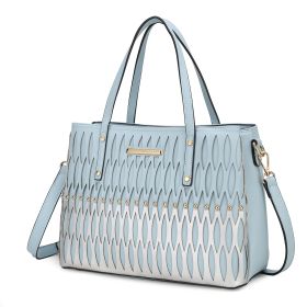 MKF Collection Quinn Triple Compartment Color Block Tote Handbag Women by Mia K (Material: Gold tone hardware, Color: Baby Blue)